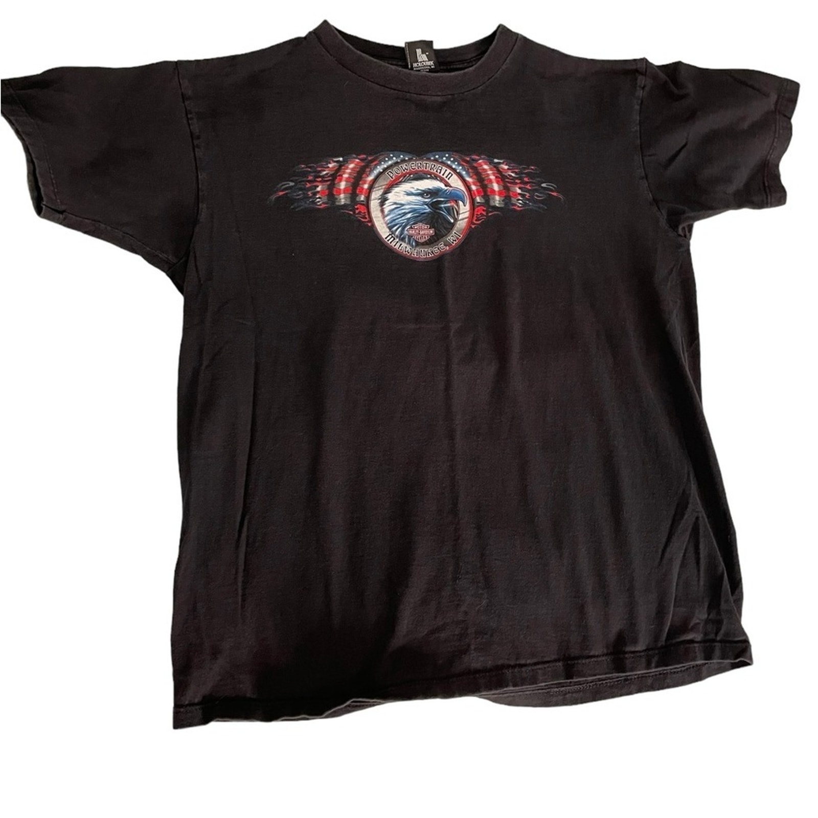 Vtg Harley Davidson Milwaukee Wi T-Shirt Mens Xl Black Motorcycle Graphic Eagle